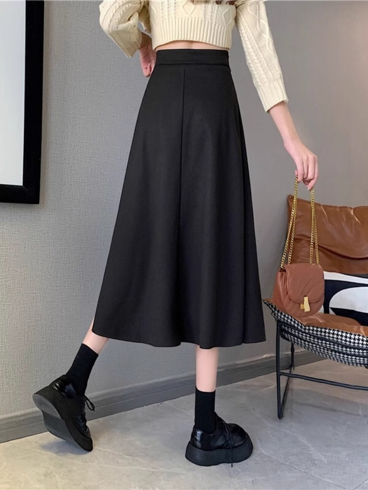 Women's High Waisted Figure Flattering Asymmetrical Skirt - Eve & Kith