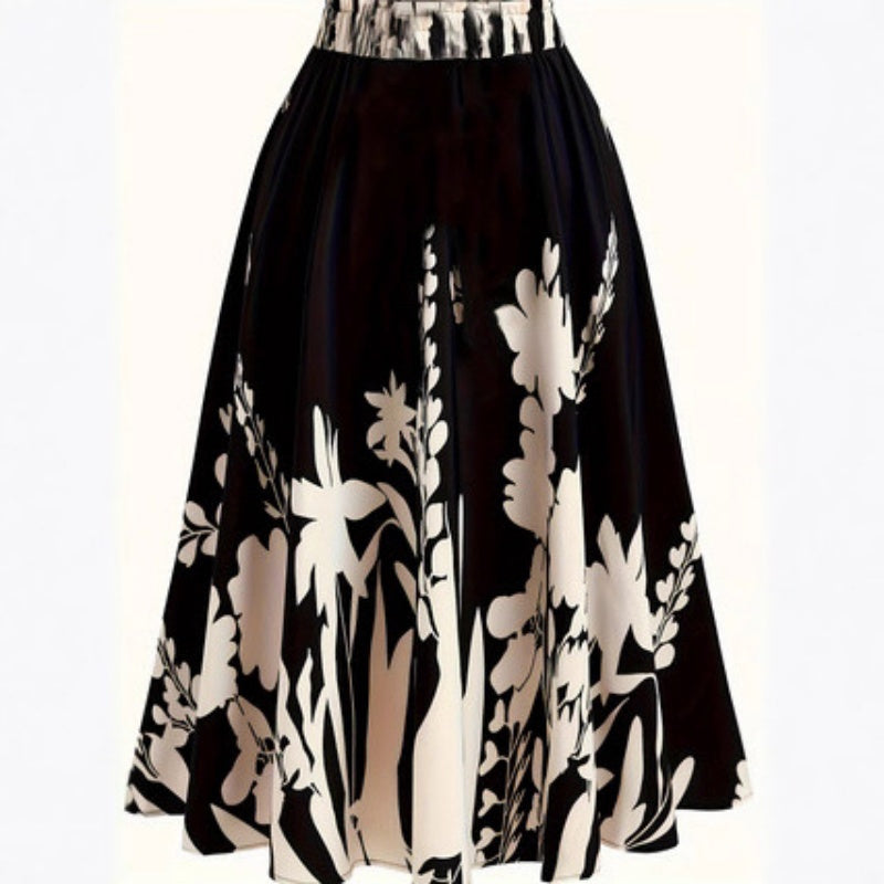 Elegant Chinese Style 3D Digital Printing Plant Flower Elegant Women's Skirt - Eve & Kith