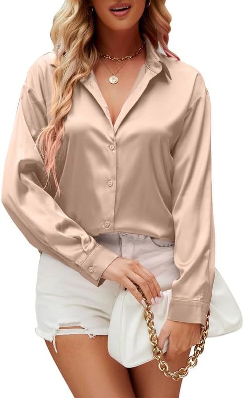 Loose-fit Faux-silk Long-sleeve Satin Top - Eve & Kith