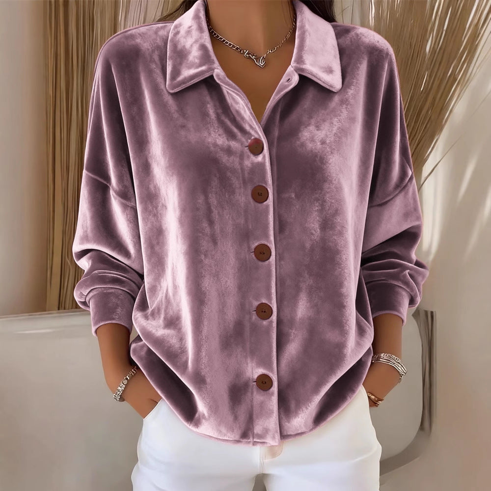 Womens Multi-Color Velvet Cardigan With Long Sleeves For Casual Wear - Eve & Kith