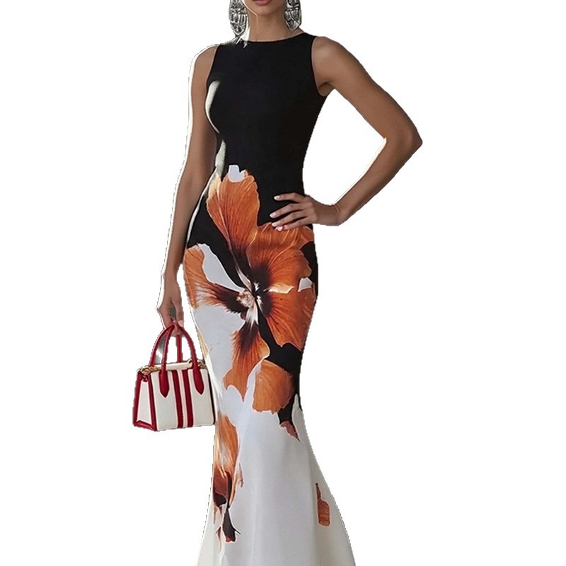 Fashionable And Casual Women's Printed Elegant Sleeveless Dress - Eve & Kith